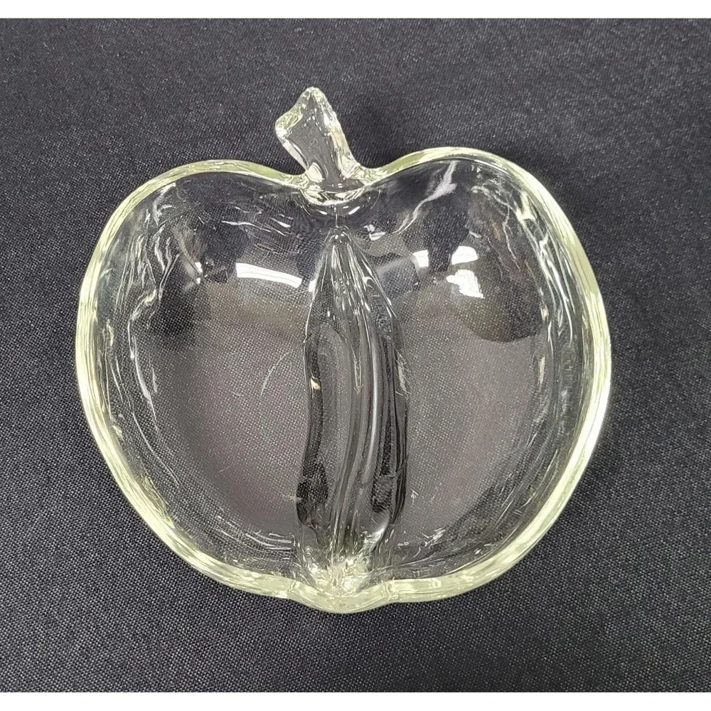 Glass Hazel Atlas Orchard Apple-shaped Divided Relish Dish Clear Glass